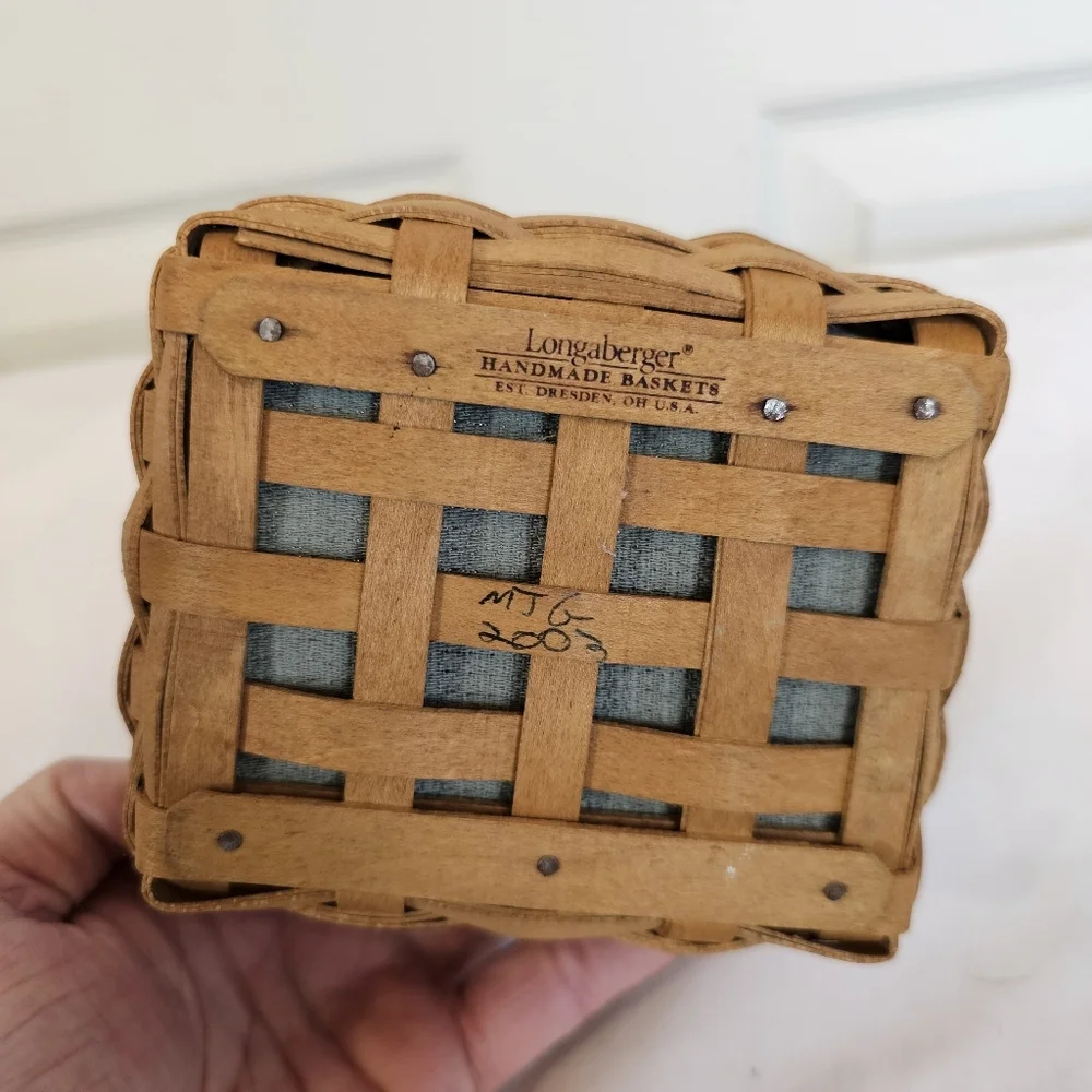 Longaberger 2003 Vintage Fathers Day Pocket Change Basket Leather Trim Woven